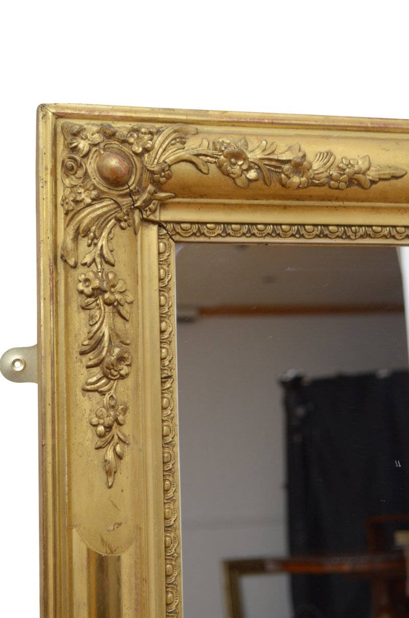 Antique 19th Century Gold Leaf Wall Mirror 94x122cm - Image 11
